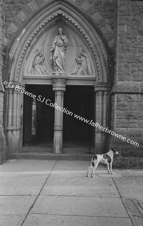 DOG OUTSIDE CHURCH DOOR